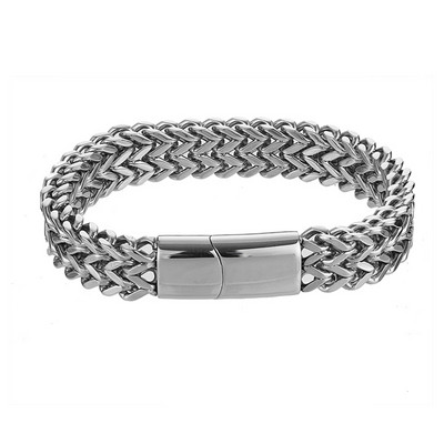 Μοντέρνο ανδρικό βραχιόλι - σε ασημί χρώμα