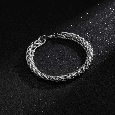 Divslāņu vīriešu rokassprādze sudraba krāsā