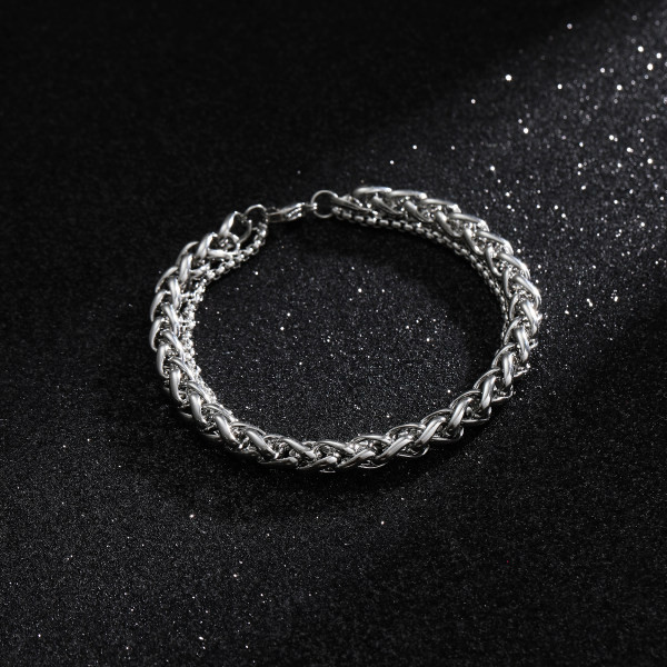 Divslāņu vīriešu rokassprādze sudraba krāsā