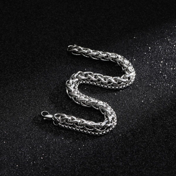 Divslāņu vīriešu rokassprādze sudraba krāsā