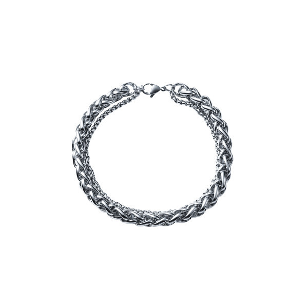 Divslāņu vīriešu rokassprādze sudraba krāsā