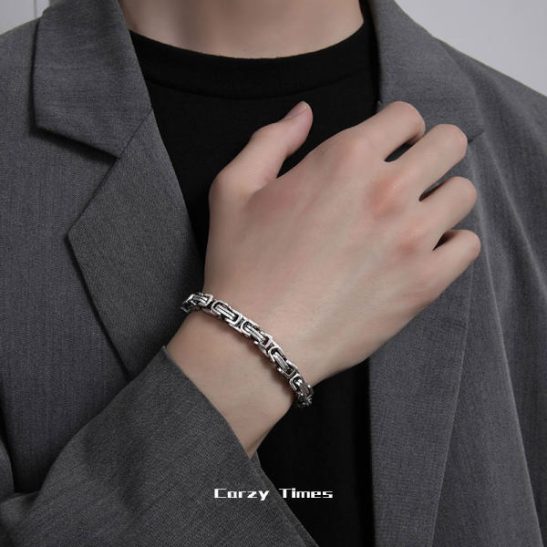 Ανδρικό βραχιόλι από ατσάλι τιτανίου σε ασημί χρώμα