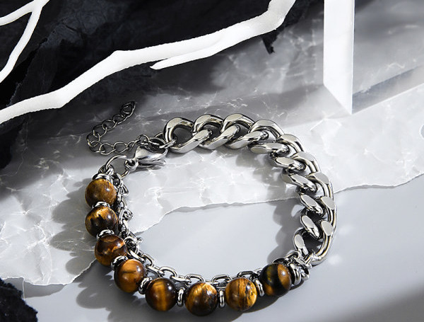 Vīriešu ikdienas rokassprādze ar tērauda fāzēm