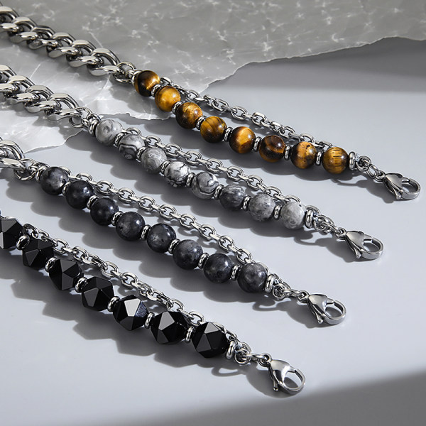 Vīriešu ikdienas rokassprādze ar tērauda fāzēm