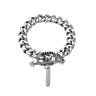 Jauna modeļa vīriešu rokassprādze ar kulonu sudraba krāsā