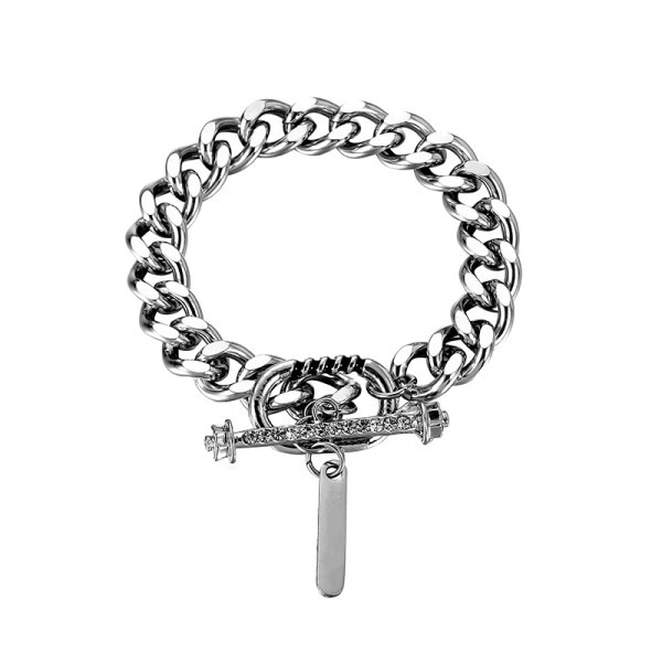 Jauna modeļa vīriešu rokassprādze ar kulonu sudraba krāsā