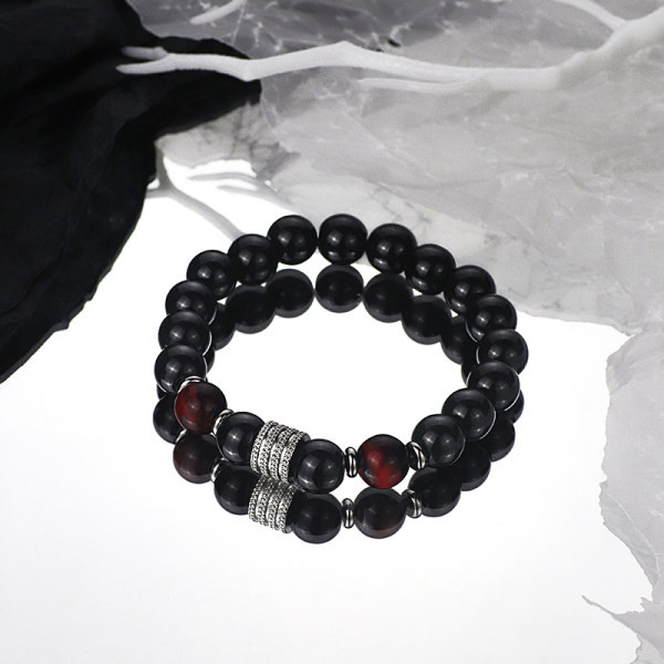 Férfi fekete gyöngyös karkötő