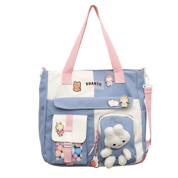 Bērnu tekstila mugursoma ar 3D elementiem un garu rokturi