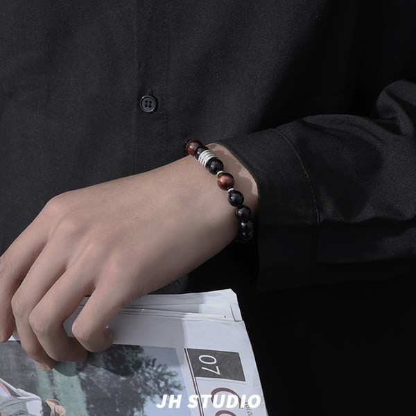 Ikdienas raksta vīriešu rokassprādze ar pērlītēm