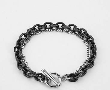 Kétrétegű férfi karkötő csattal