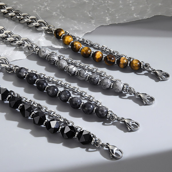 Férfi karkötő kövekkel