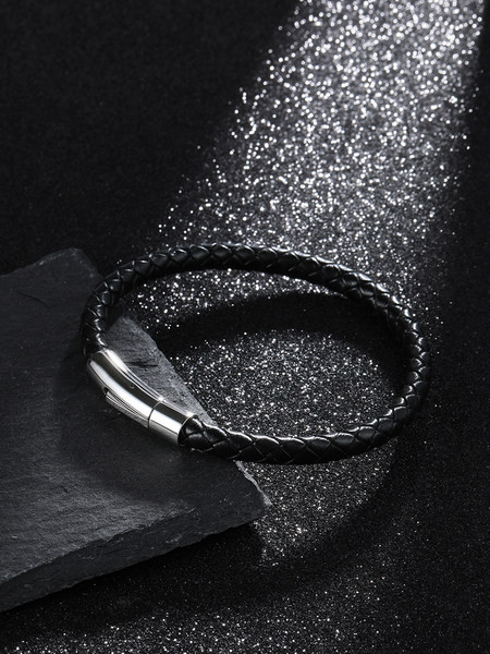 Vīriešu pīta eko ādas rokassprādze