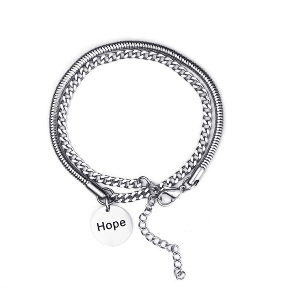 Acél férfi karkötő felirattal