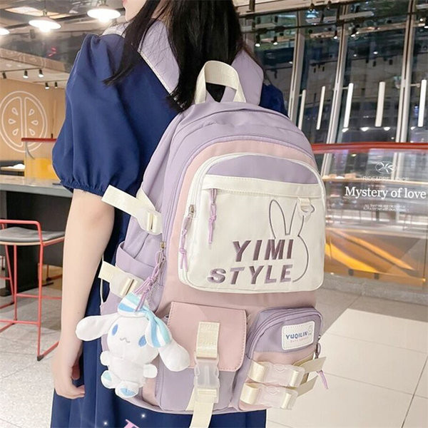 Vaikiška mokyklinė kuprinė su kišene ir spauda