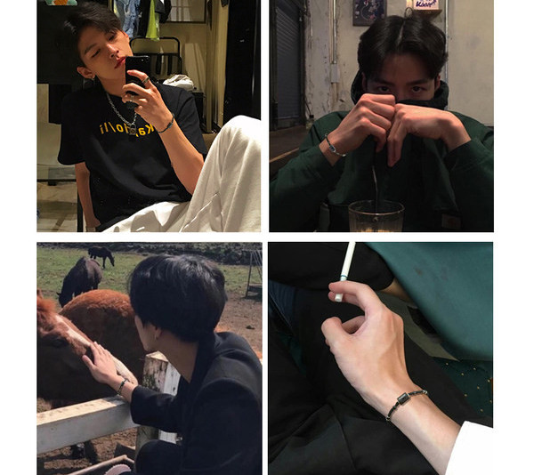 Muška crna ležerna narukvica