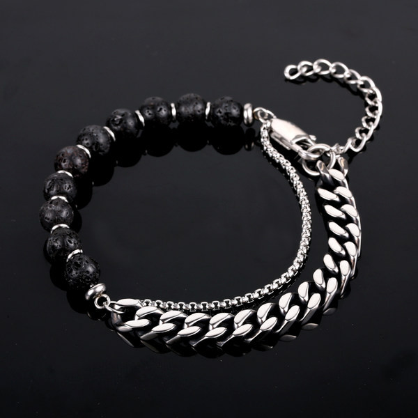 Férfi titán karkötő kövekkel