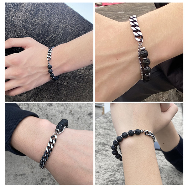 Férfi titán karkötő kövekkel