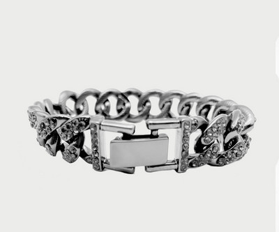 Silver men`s bracelet with stones