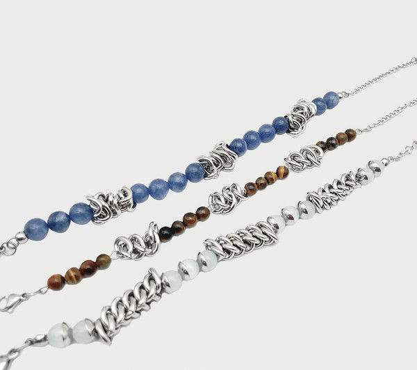 Új modell férfi karkötő színes kövekkel