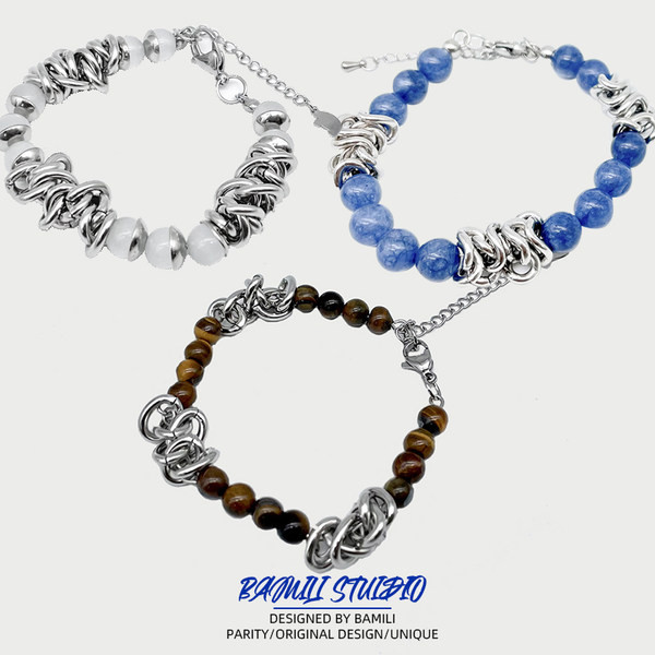 Új modell férfi karkötő színes kövekkel