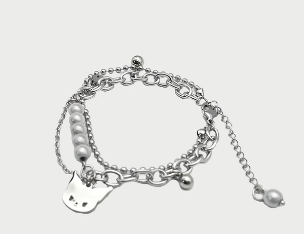 Čelična muška narukvica s ukrasnim biserima