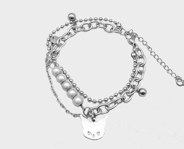 Čelična muška narukvica s ukrasnim biserima