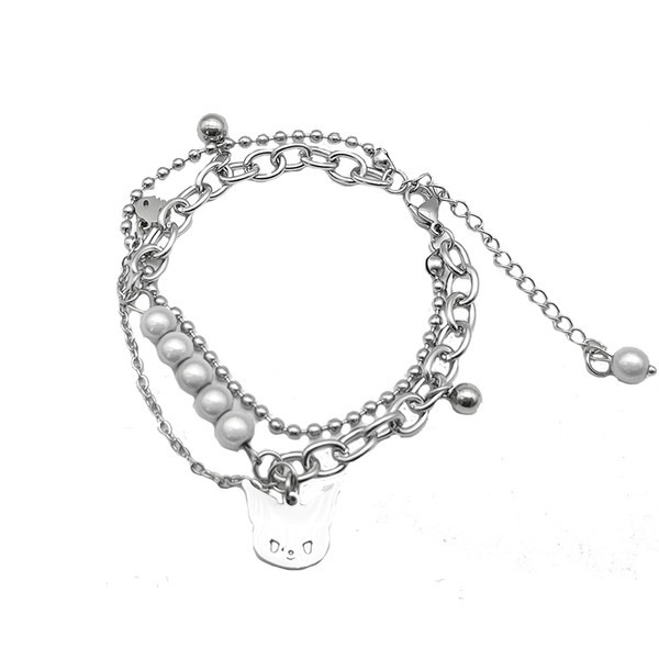 Čelična muška narukvica s ukrasnim biserima