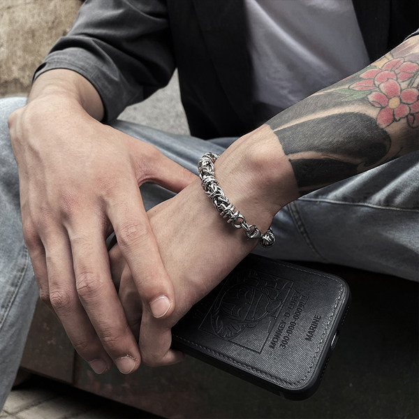 Retro stílusú titán acél férfi karkötő