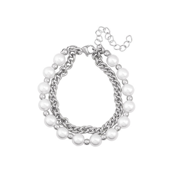 Alkalmi férfi karkötő dupla réteg gyöngyökkel