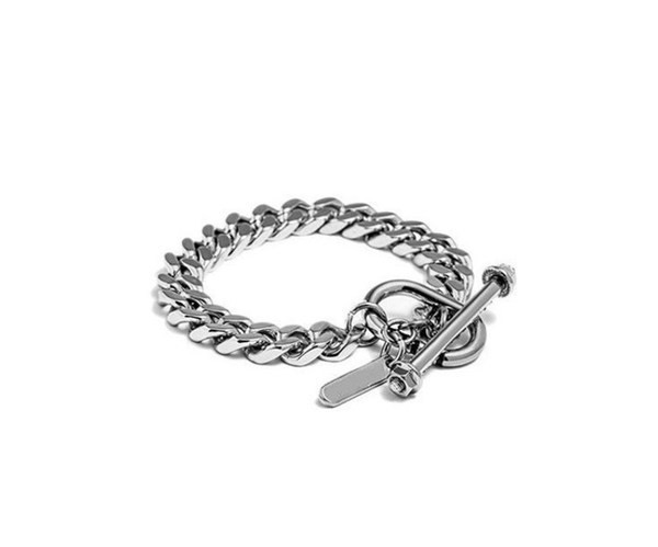 Ezüst fonott férfi karkötő