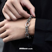 Férfi fonott titán acél karkötő