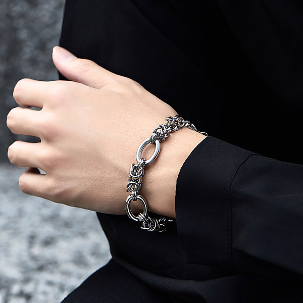 Férfi fonott titán acél karkötő