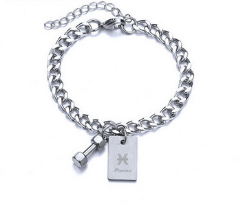 Férfi karkötő fém medállal