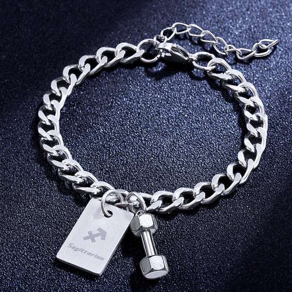 Férfi karkötő fém medállal