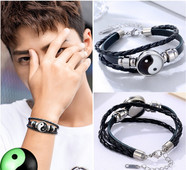 Vīriešu ādas rokassprādze ar gaismas elementu