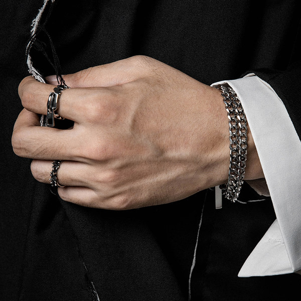 Dvoslojna muška čelična narukvica