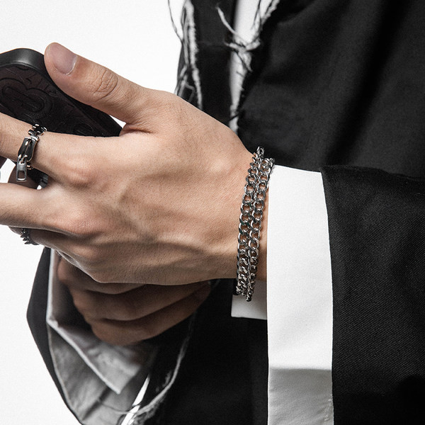 Dvoslojna muška čelična narukvica