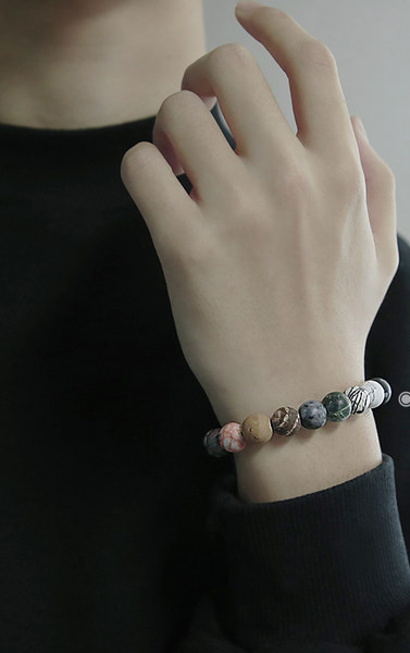 Ανδρικό πέτρινο βραχιόλι casual μοντέλο με ρυθμιζόμενο μέγεθος