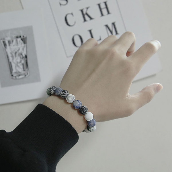 Ανδρικό πέτρινο βραχιόλι casual μοντέλο με ρυθμιζόμενο μέγεθος