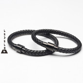 Vīriešu melna ādas rokassprādze