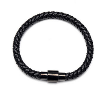 Vīriešu melna ādas rokassprādze