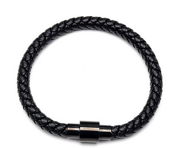 Vīriešu melna ādas rokassprādze