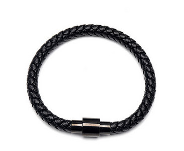 Vīriešu melna ādas rokassprādze