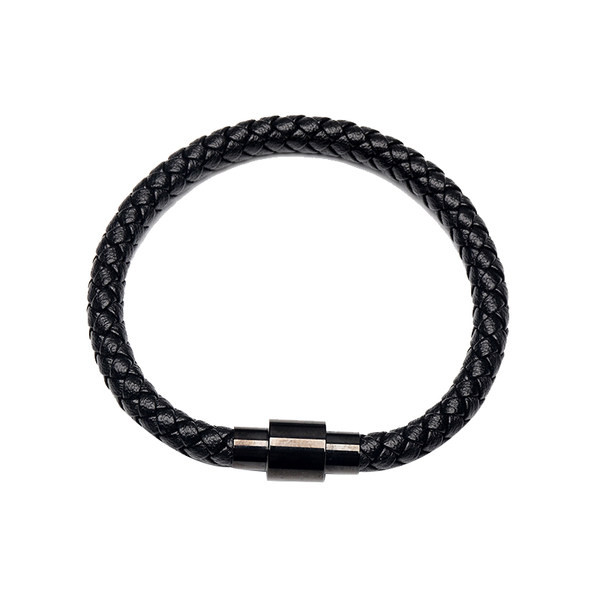 Vīriešu melna ādas rokassprādze