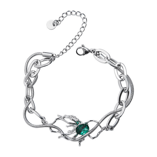 Moderna vīriešu rokassprādze ar dekoratīvu akmeni