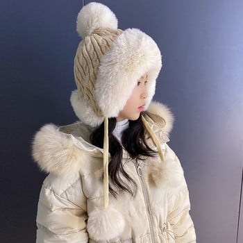 Детска зимна шапка за момичета с топла подплата 