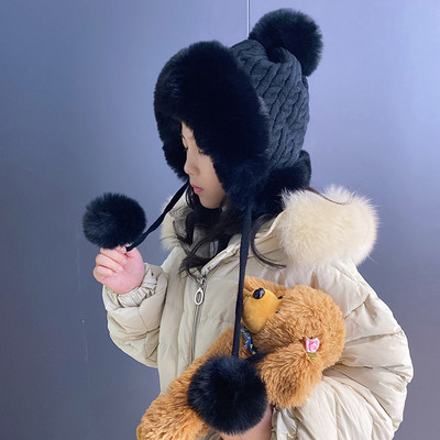 Gyermek téli sapka lányoknak meleg béléssel