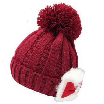 Зимна шапка за момичета с панделка и топла подплата 