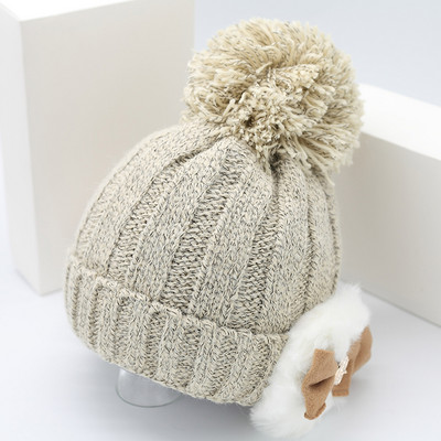 Χειμερινό καπέλο για κορίτσια με κορδέλα και ζεστή φόδρα