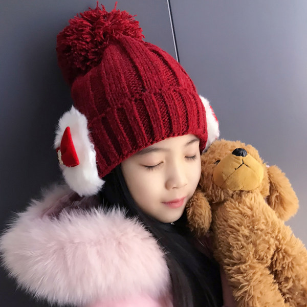Χειμερινό καπέλο για κορίτσια με κορδέλα και ζεστή φόδρα